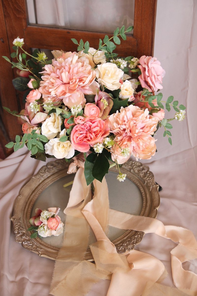 Bridal bouquet  ,Artificial Bouquet ,silk flower bouquet , Wedding ,Peony - Plants - Plants & Flowers Khaki
