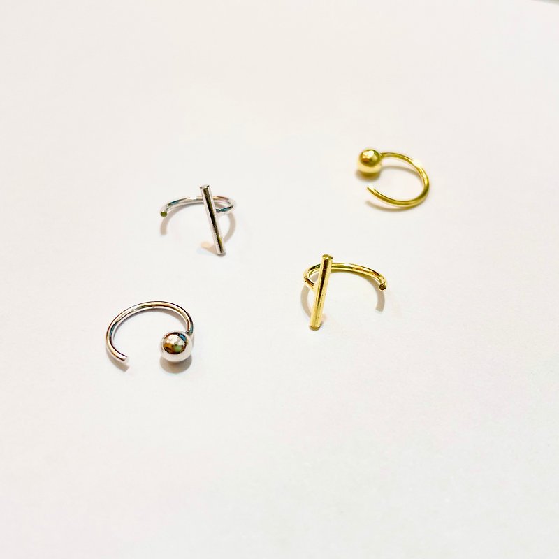 │Simple│dotted line • sterling silver • light earrings • original designer - ต่างหู - โลหะ 