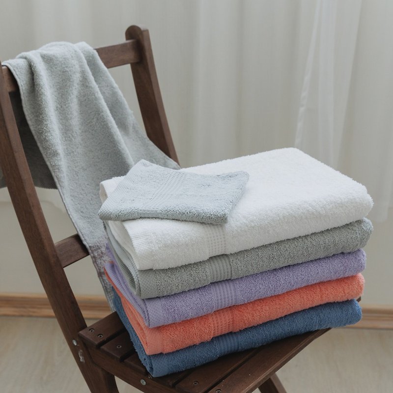 【Morino】有機棉歐系緞條方毛浴巾禮盒 - 毛巾浴巾 - 棉．麻 
