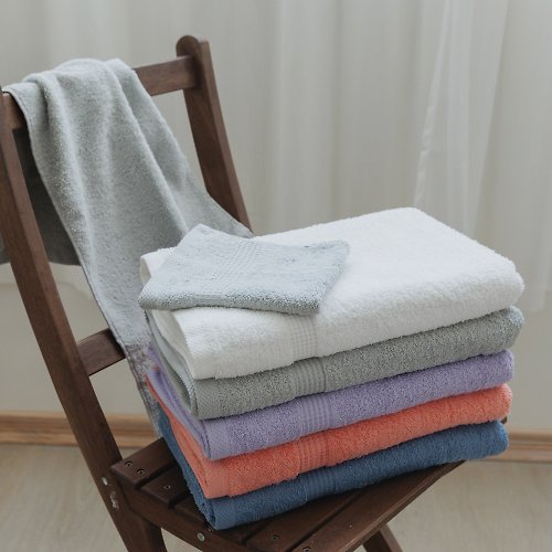 Morino 【Morino】有機棉歐系緞條方毛浴巾禮盒