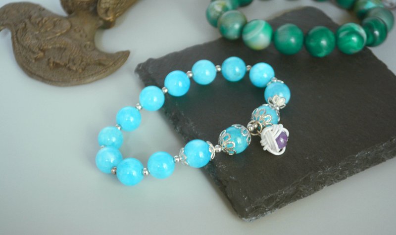 [Crystal Bracelet] Aquamarine water lily of the valley - สร้อยข้อมือ - คริสตัล สีน้ำเงิน