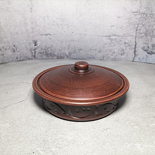 紅石 陶器煎鍋直徑20cm手工紅粘土砂鍋