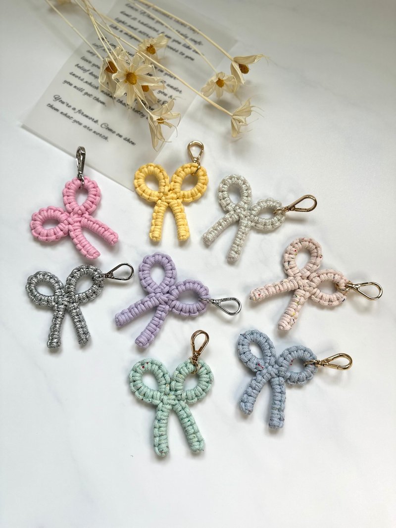 Bow woven pendants/key rings/bag charms/wedding favors/birthdays - Charms - Cotton & Hemp 