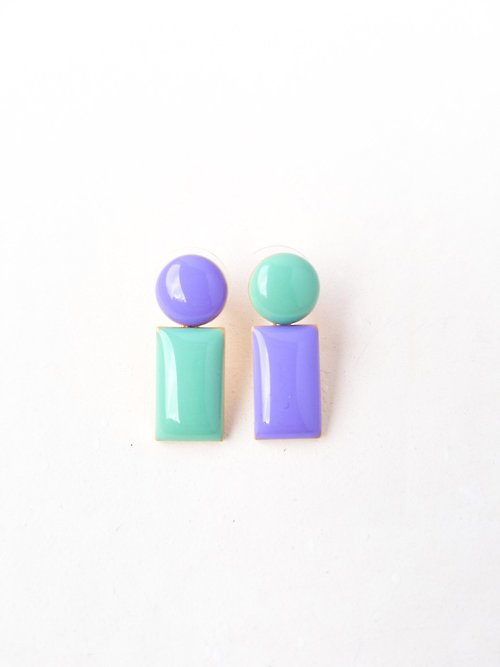 MATTER MATTERS Iris Drop 法郎鍍金耳環 - 薄荷綠/粉紫色