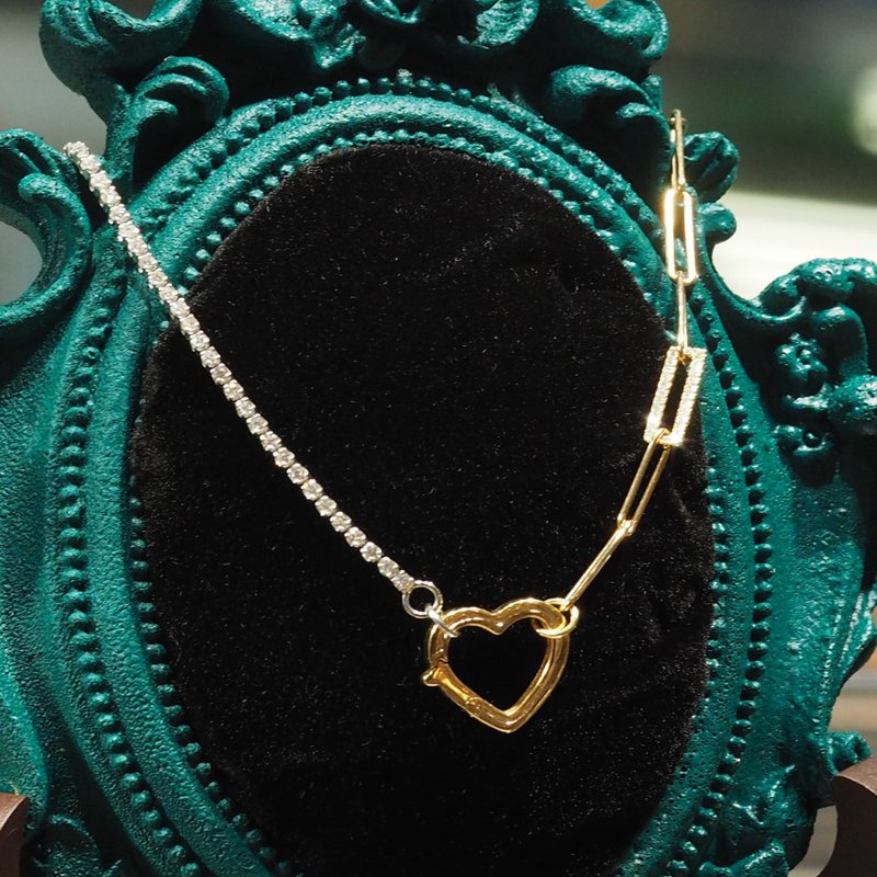 18K金金色心形扣鑽石鏈項鍊18K Gold The Golden Heart Buckle Di - 項鍊 - 貴金屬 