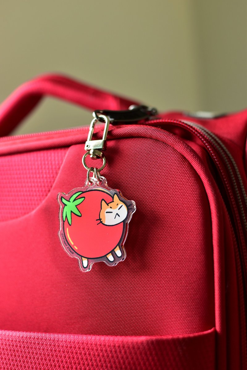 Tomato Cat Acrylic Keychain / Airpod Case Pendant - Charms - Acrylic Red