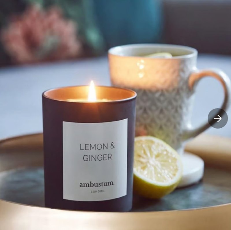 Ambustum Lemon & Ginger Scented Candle - เทียน/เชิงเทียน - ขี้ผึ้ง 