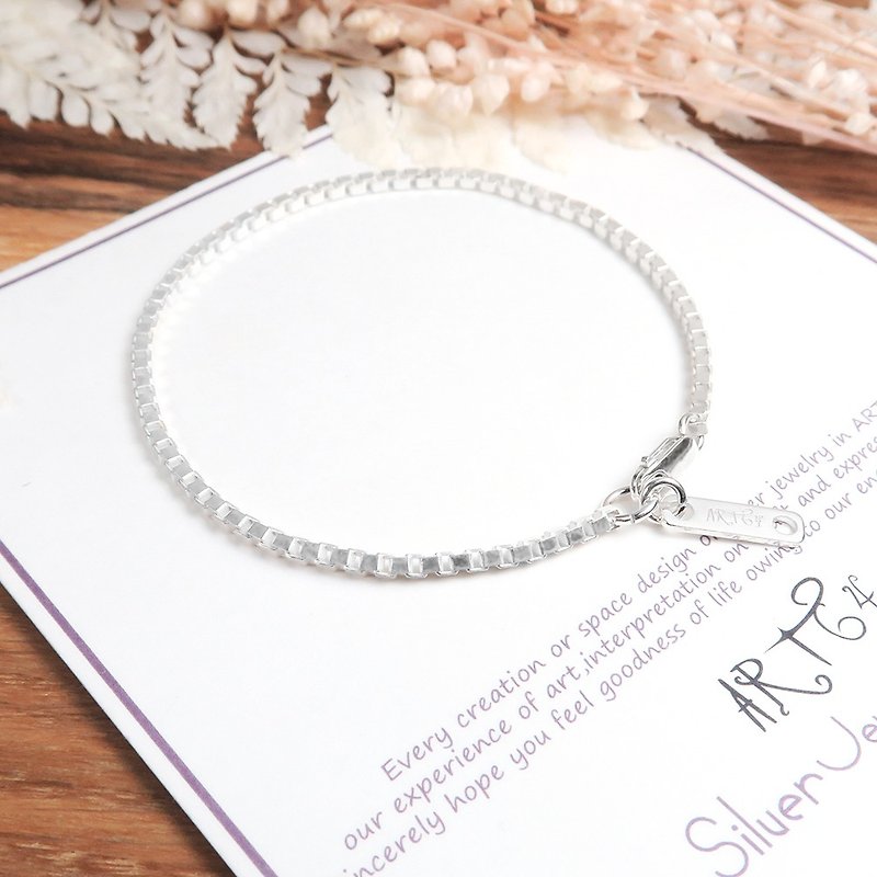 Meticulous Venetian Bracelet Silver and White (1.8mm Thin Chain) 925 Sterling Silver Lettering Bracelet - สร้อยข้อมือ - เงินแท้ สีเงิน