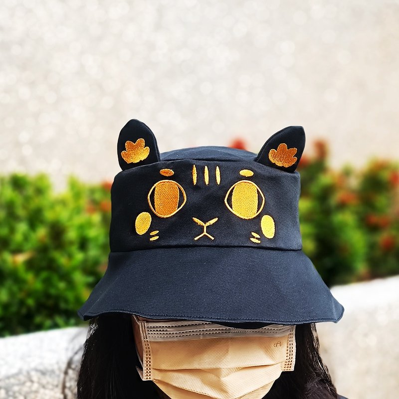 [Christmas Gift] Wangmei Fisherman Hat - Watery Big Eyes - Hats & Caps - Cotton & Hemp Black