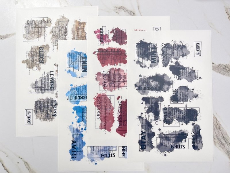(MATTE CLEAR STICKER) watercolor lettering ver.2 4types 3pcs SET - 貼紙 - 防水材質 多色