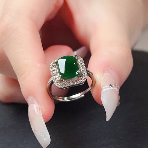 瓔珞珠寶盒 E.L.Jewelry Box 冰種老坑綠翡翠無事牌戒指 925純銀 | 天然A貨翡翠 | 送禮