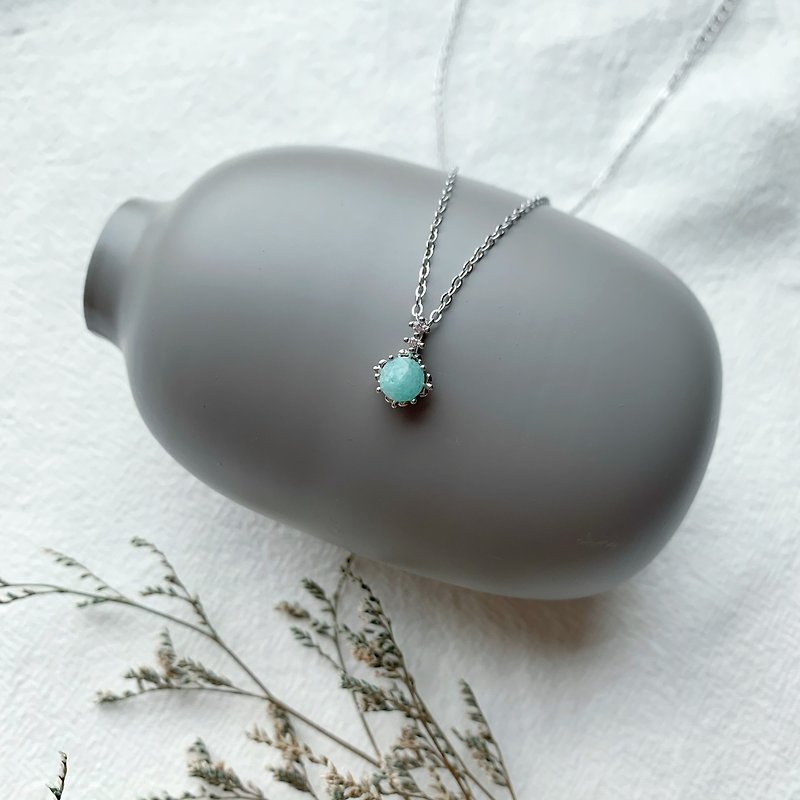 天河石925スターリングシルバーのシンプルなスタイルのネックレス - ネックレス - 宝石 シルバー