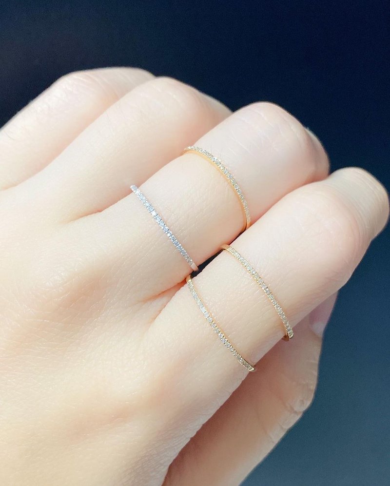 18K | Delicate half circle diamond wire ring (three colors optional) - General Rings - Diamond 