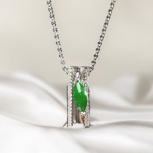 瓔珞珠寶盒 E.L.Jewelry Box 老坑綠翡翠馬眼設計款項鍊 18K金鑽石鑲嵌 | 天然緬甸玉翡翠A貨