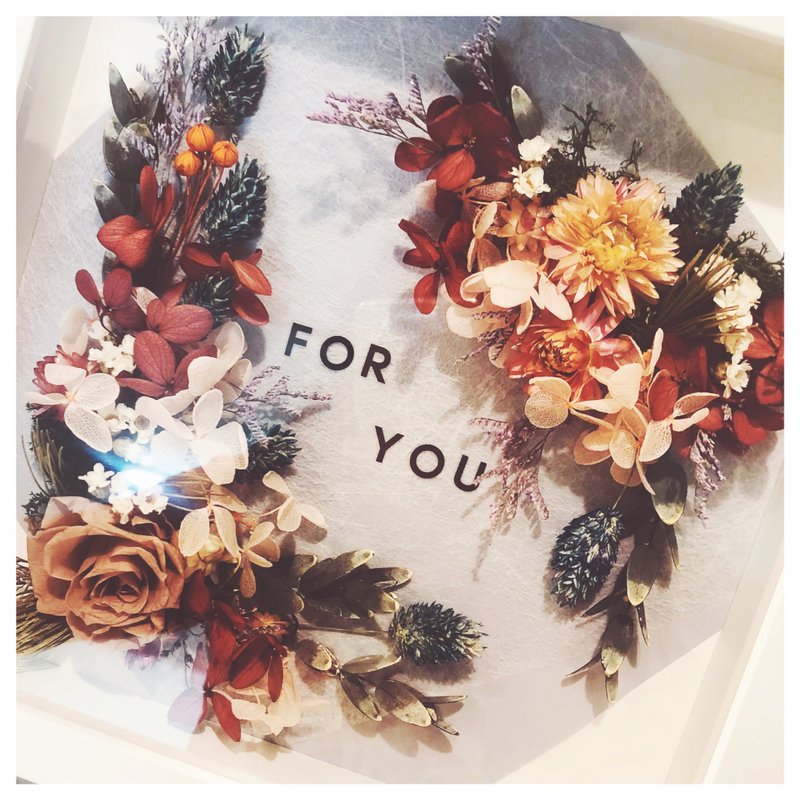 聖誕暖心花禮/訂作款乾燥/永生花相框/情侶禮物 - 畫框/相架  - 木頭 