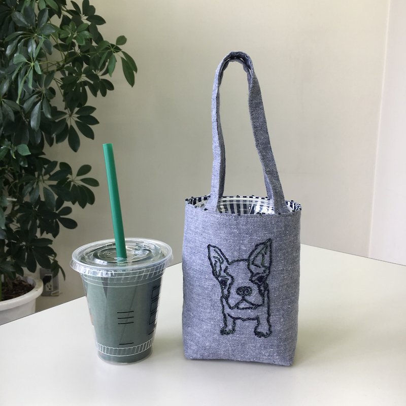 Cafe bag Fureburu Minitoto - กระเป๋าถือ - ผ้าฝ้าย/ผ้าลินิน สีน้ำเงิน