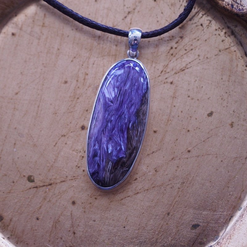 紫龍晶  查羅石 手工銀墜 Charoite Silver Handmade Pendant - 項鍊 - 半寶石 紫色