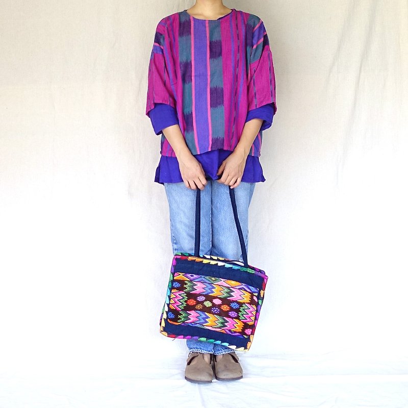 BajuTua / Vintage / 80's Guatemala Woven Casual Tops - เสื้อผู้หญิง - ผ้าฝ้าย/ผ้าลินิน สีม่วง