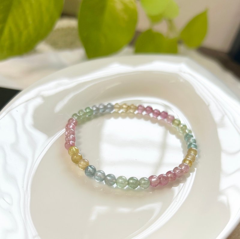 4.2mm tourmaline colorful bracelet , Stone to ward off evil spirits, increase luck with the opposite sex and wealth, and satisfy the seven chakras - สร้อยข้อมือ - เครื่องประดับพลอย หลากหลายสี