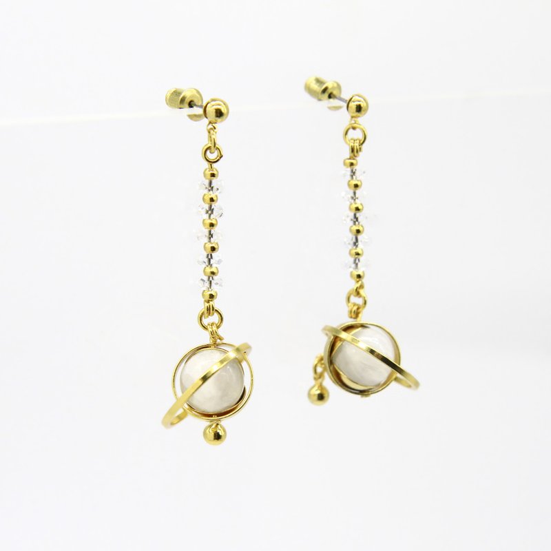 Shining Starry Planet Earrings - Gold - Earrings & Clip-ons - Crystal 