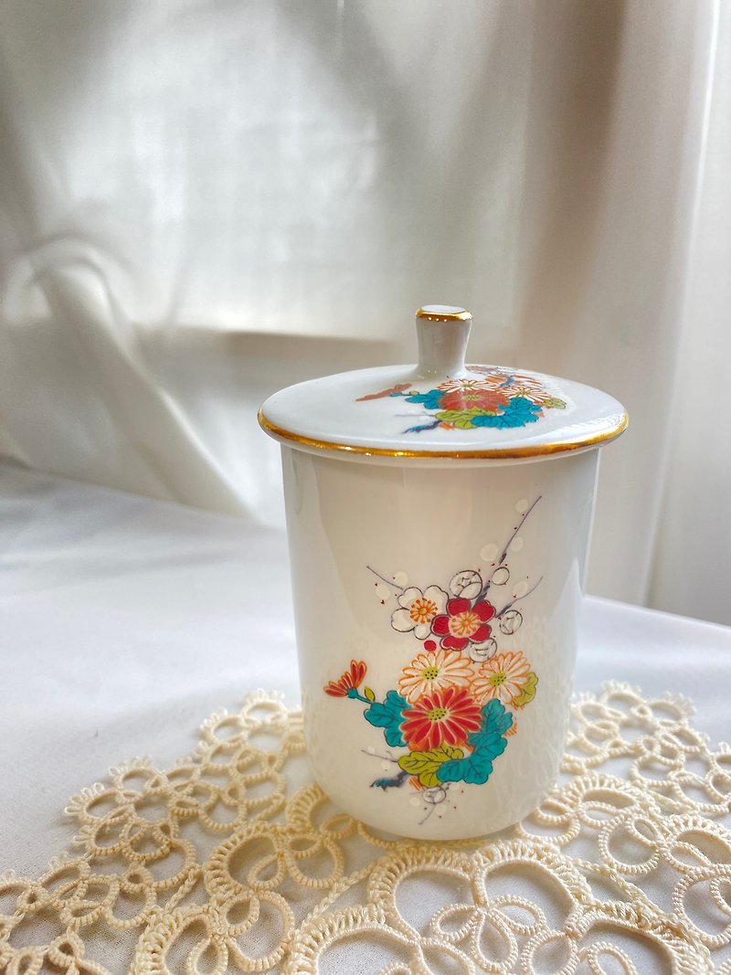 【Good Day Fetish】Ancient pieces of the light of Taiwan. Japanese-style beautiful glass gold-rimmed water cup gift cup with lid - แก้วไวน์ - แก้ว สีแดง
