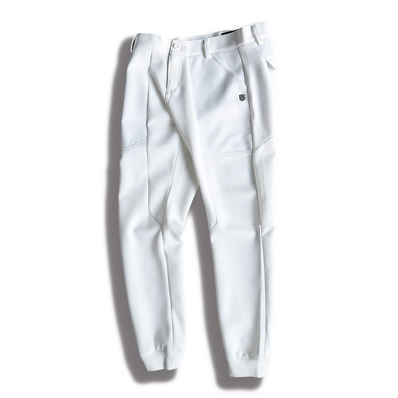【INNATE】Anti-wrinkle space cotton fitted nine-point shrink trousers-Ivory white - Unisex Pants - Cotton & Hemp White