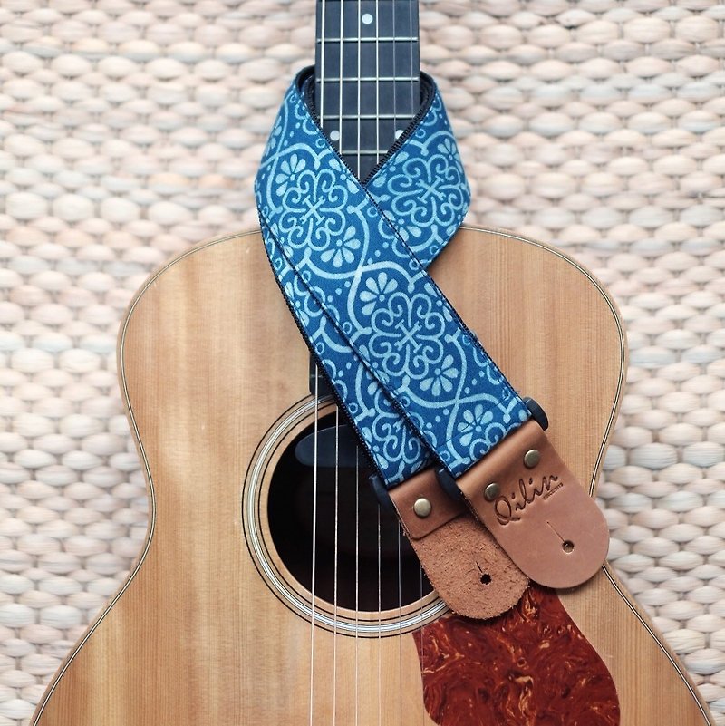 Indigo Guitar Strap - กีตาร์เครื่องดนตรี - หนังแท้ สีน้ำเงิน