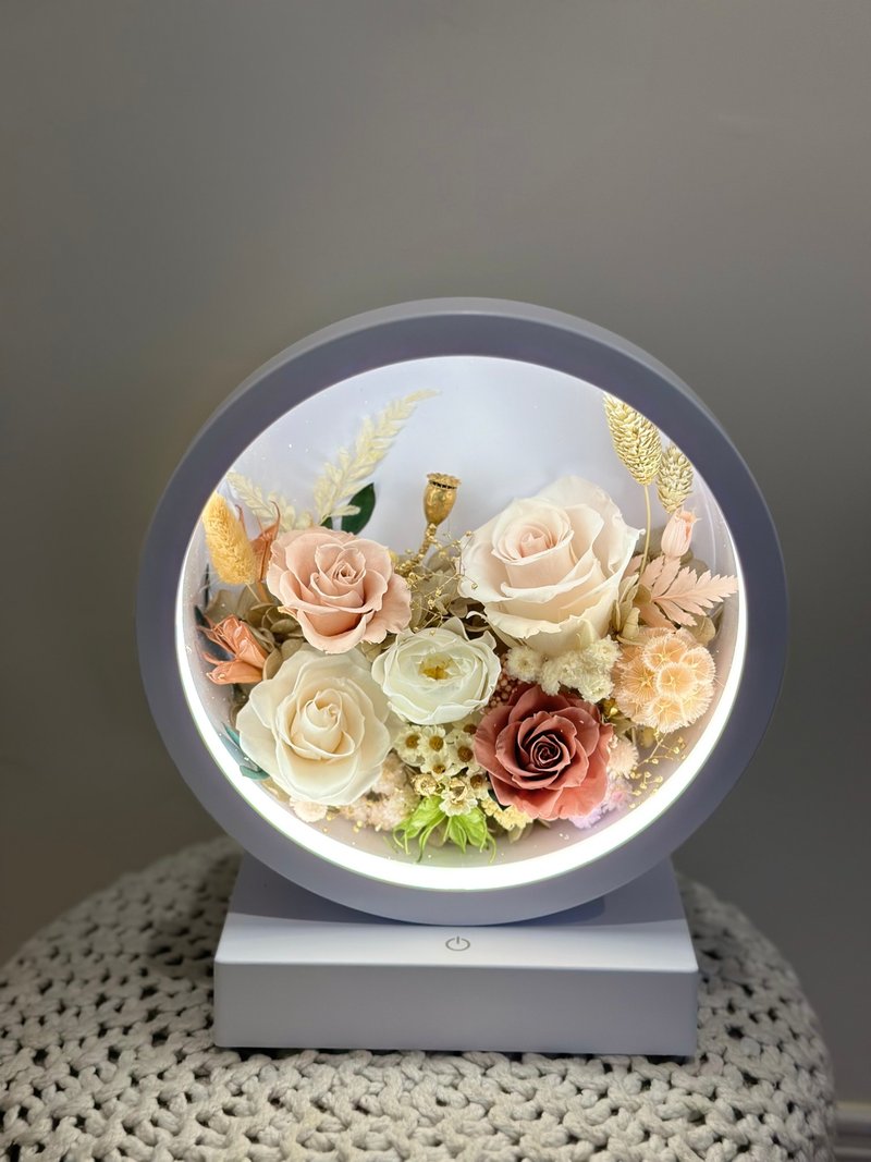 Autumn romantic eternal flower three-segment touch atmosphere lamp/desk lamp/desk lamp desktop rechargeable - ช่อดอกไม้แห้ง - พืช/ดอกไม้ 