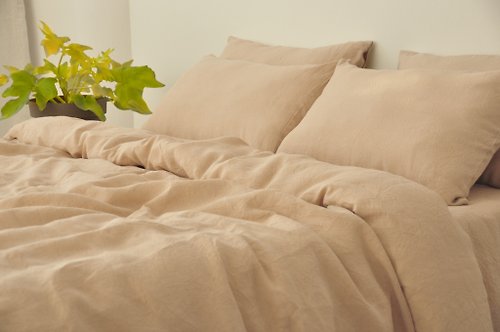 True Things Caramel linen pillowcase / Beige pillow cover /Euro, American, Taiwan size