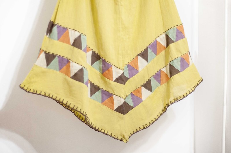 Cotton and linen embroidery skirt / ethnic skirt / color cotton skirt skirt / handmade patchwork skirt - color triangle - Skirts - Cotton & Hemp Multicolor