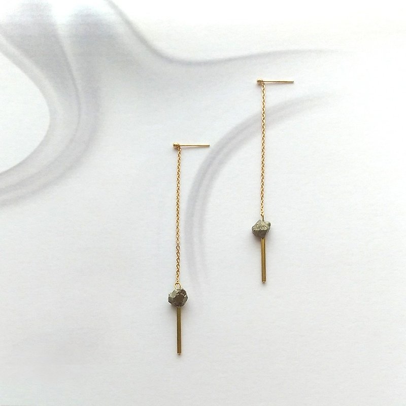 e123- yellow Bronze ore earrings - Earrings & Clip-ons - Copper & Brass Brown
