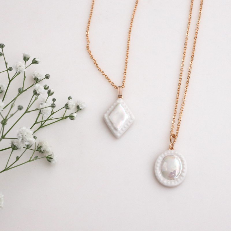 Jewel necklace - 項鍊 - 瓷 白色