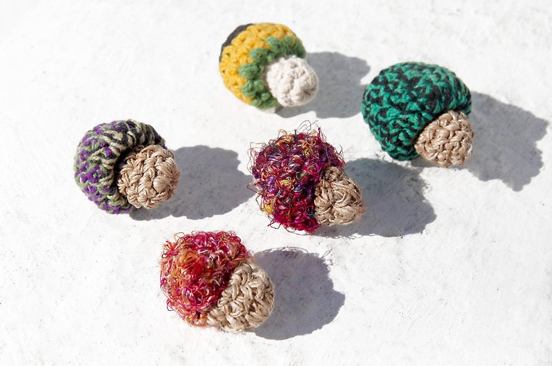 Forest Department of Forestry girl hand woven cotton Linen magnet / magnet design / mushroom magnet / magnet BOHO Crochet - mushrooms magnet wire braided cotton Linen - แม็กเน็ต - ผ้าฝ้าย/ผ้าลินิน หลากหลายสี