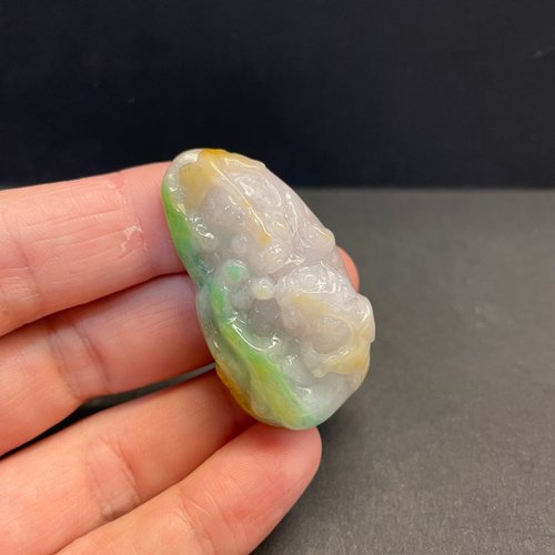 元元圓滾滾 水晶手鍊 瀚玉珠寶 天然A貨翡翠 三彩翡翠年年有魚 雙魚黃加綠 緬甸玉