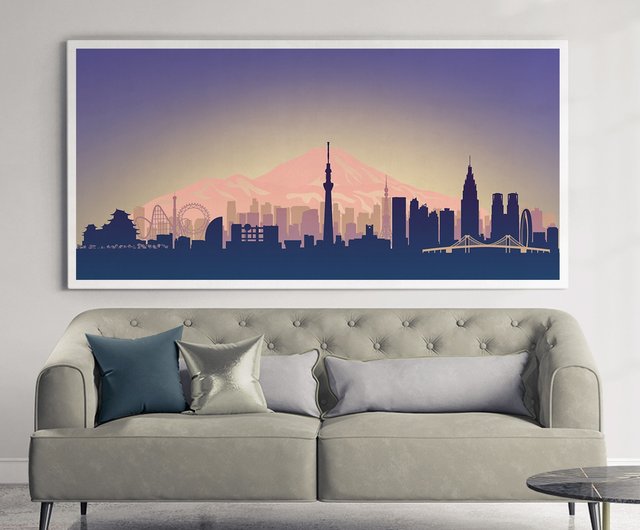 Tokyo Japan Canvas Wrap Poster Skyline Wall art / ぶら下げ絵画