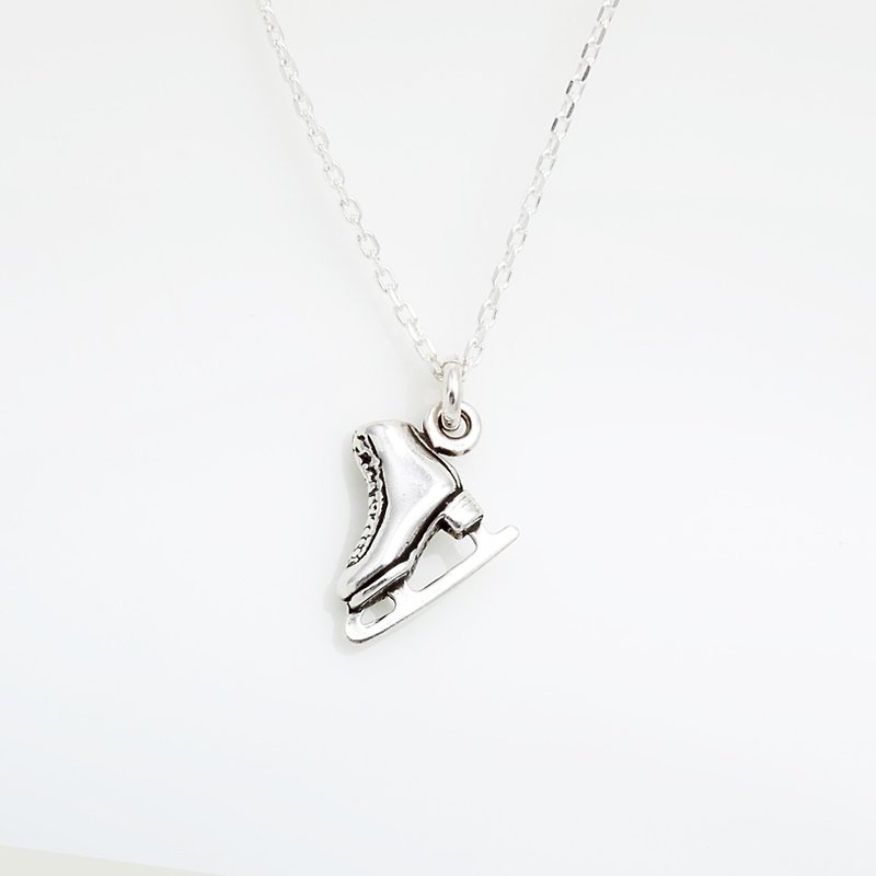 Skate s925 sterling silver necklace graduation birthday Valentine's Day gift - Necklaces - Sterling Silver Silver