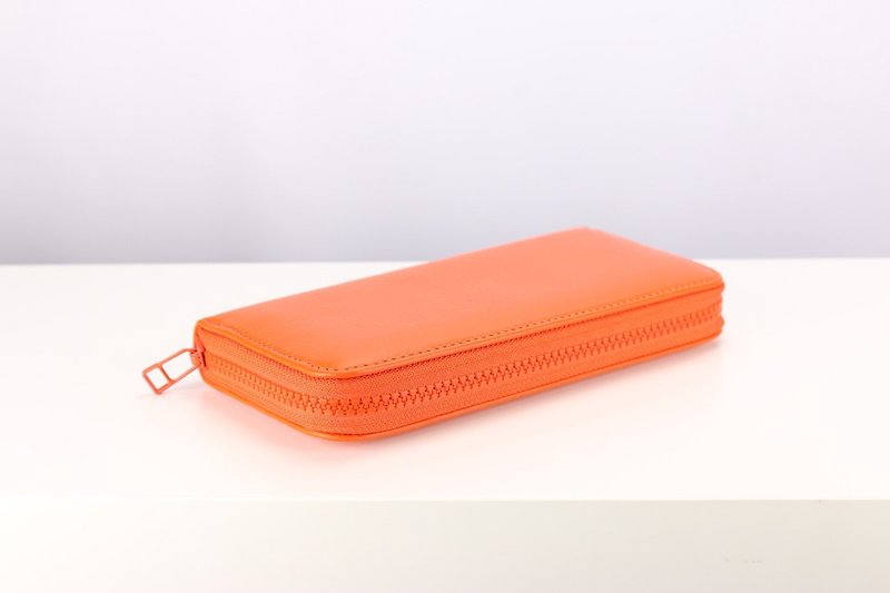 Z012 Zipper Wallet - Orange - Genuine leather - 銀包 - 真皮 橘色