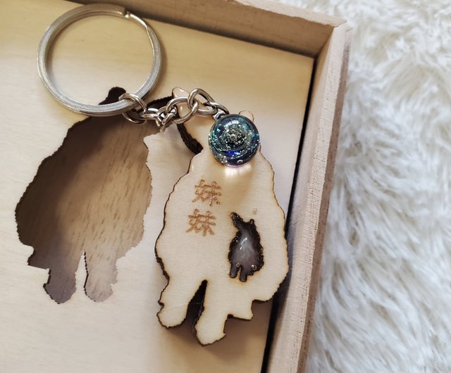 ヘアグレーズウッドキーホルダー (木製/レーザー彫刻/カスタマイズ