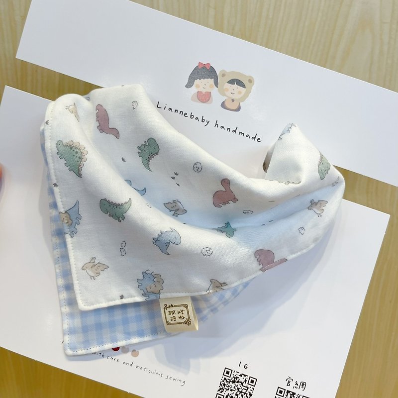 A must-have dinosaur Japanese double yarn triangle scarf + handkerchief bib saliva towel baby gift for boys - Bibs - Cotton & Hemp 