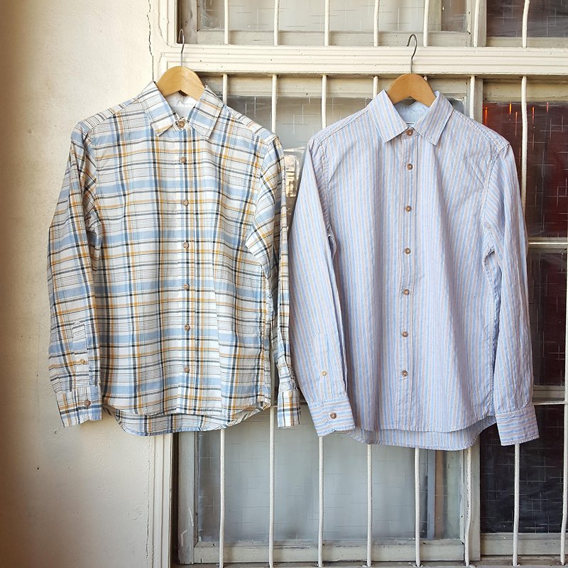 Belgian Linen Striped Plaid Textured Men's Shirt Unisex - เสื้อเชิ้ตผู้ชาย - ผ้าฝ้าย/ผ้าลินิน หลากหลายสี