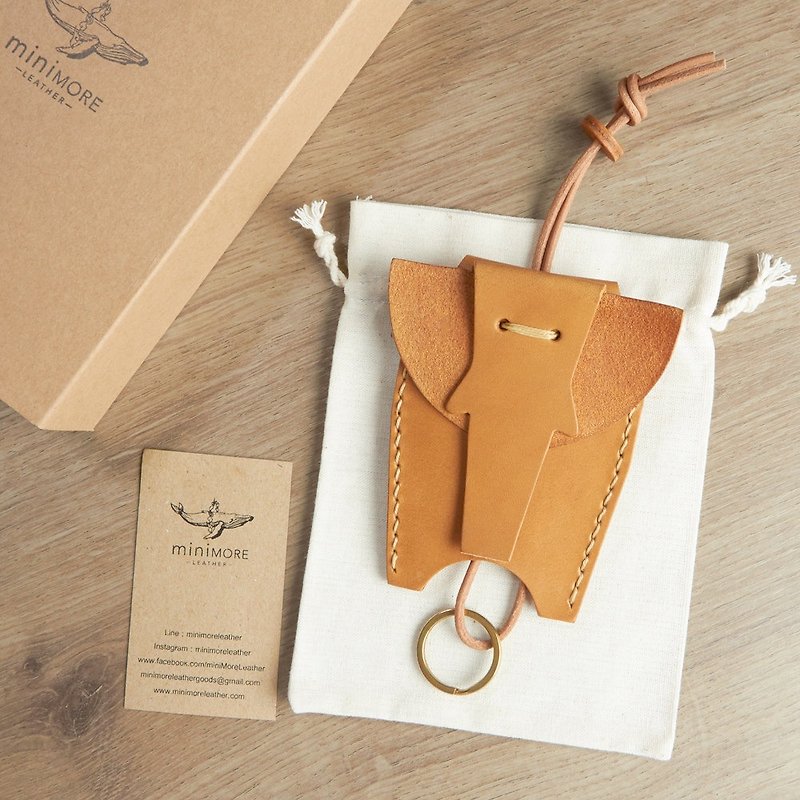 Elephant Leather Key Holder - Vegetable tanned key holder - Key Wallet - Leather - 鑰匙圈/鎖匙扣 - 真皮 橘色