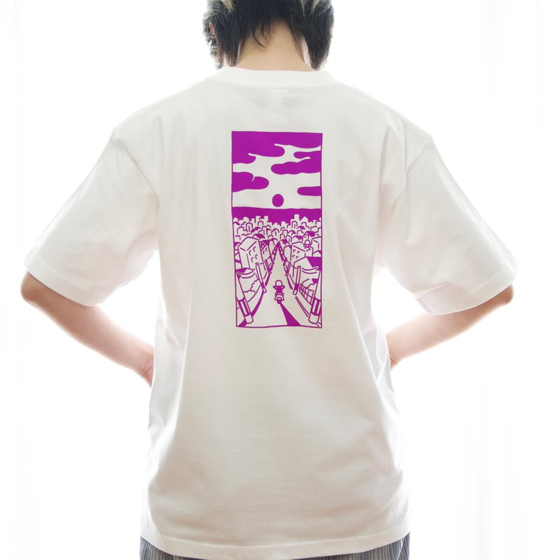 夜ノTシャツPM6:00【シルクスクリーン】【半袖】【手刷り】【レディース】【メンズ】 - 女上衣/長袖上衣 - 棉．麻 白色