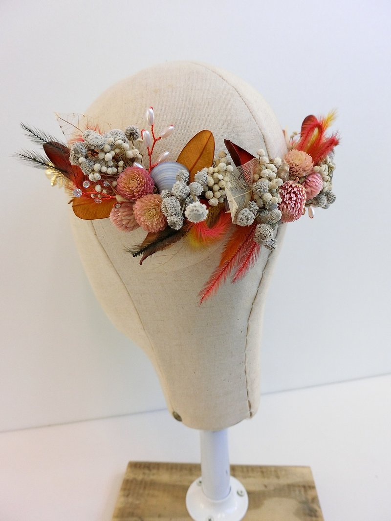 戴上幸福的飾 春日暖陽系列-乾燥花圈 花環 花冠-外拍 自助婚紗 新娘造型-C - 髮飾 - 植物．花 多色