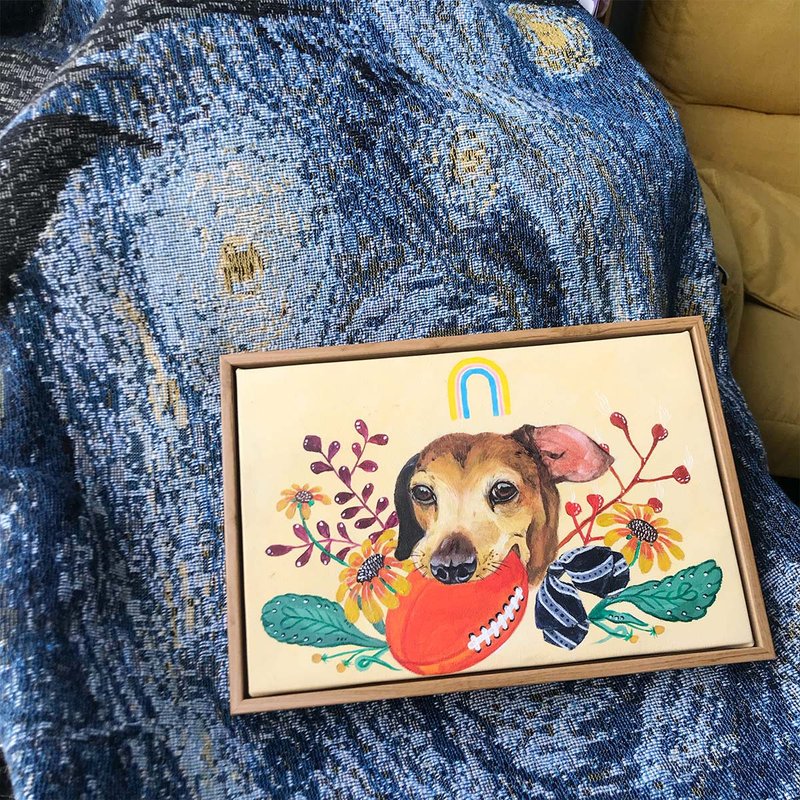 Manyu Hand-painted pet illustration frame 22x32cm - Picture Frames - Cotton & Hemp Khaki