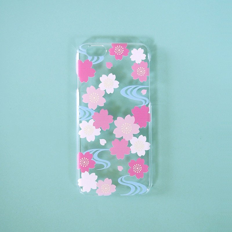 Clear android phone case - Japanese Cherry Blossoms and Water Flow - - Phone Cases - Plastic Transparent
