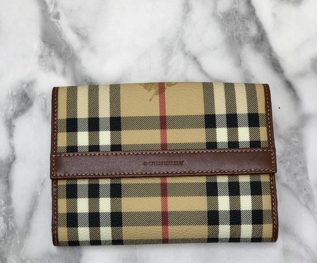 日本直送 名牌中古包 】Burberry バーバリー ノバチェック 二つ折り