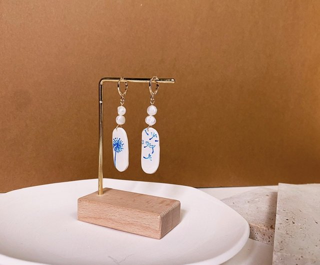 Rainy Day Earrings - Polymer Clay, brass and 14K gold fill ear