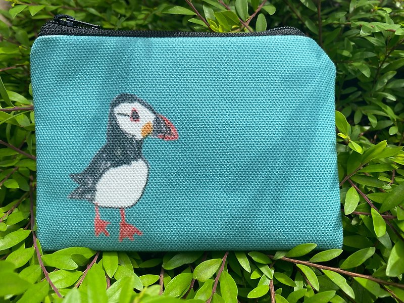 海鸚 鳥鳥方形零錢包 - 散紙包 - 棉．麻 綠色