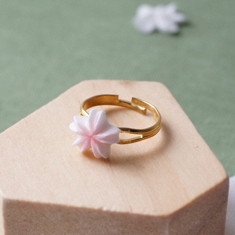 櫻花戒指 手工黏土裱花 可客製 - 戒指 - 黏土 粉紅色