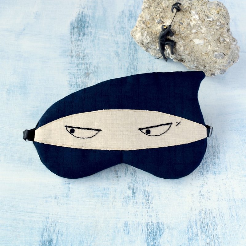 日本眼罩 | 忍者 | 藍色 | 有附收納袋 - 眼罩 - 棉．麻 藍色